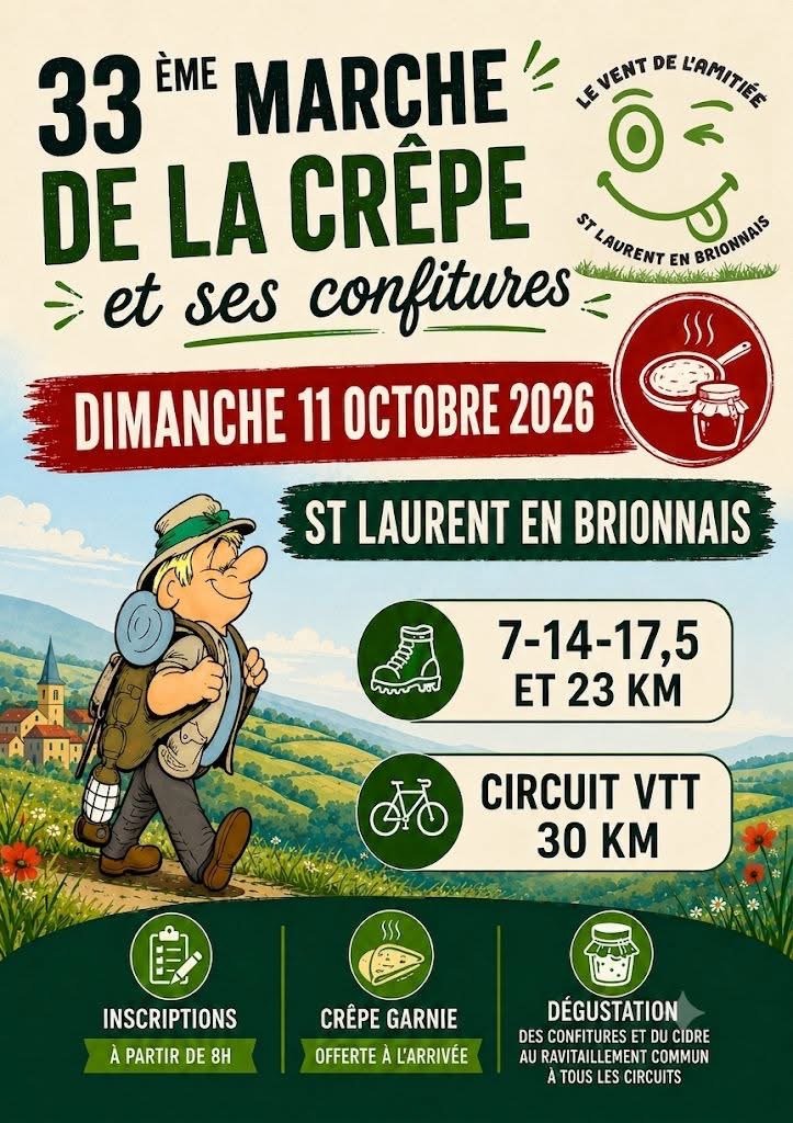 Affiche de l'événement 33ème Marche de la Crêpe et ses confitures