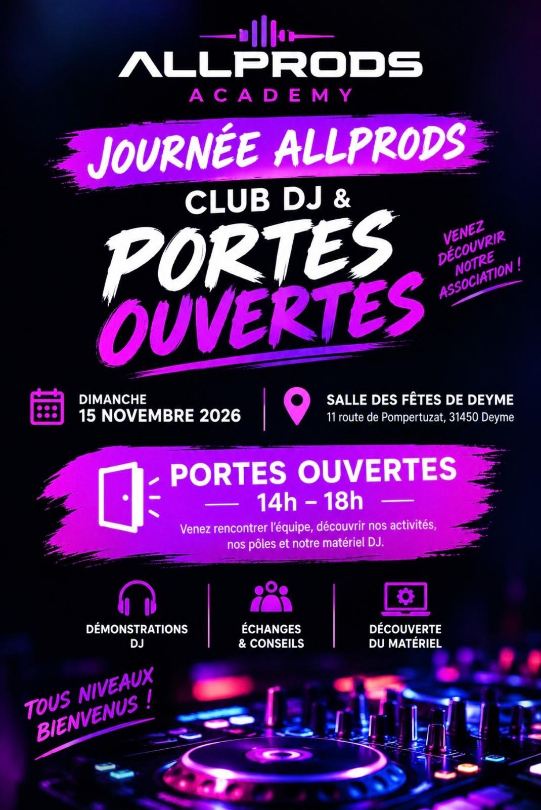 Affiche de l'événement Journées Portes Ouvertes - Club DJ